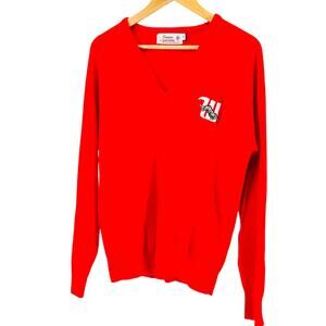 Vintage 70s Bowman Sportswear Red Collegiate Tiger V-Neck Sweater